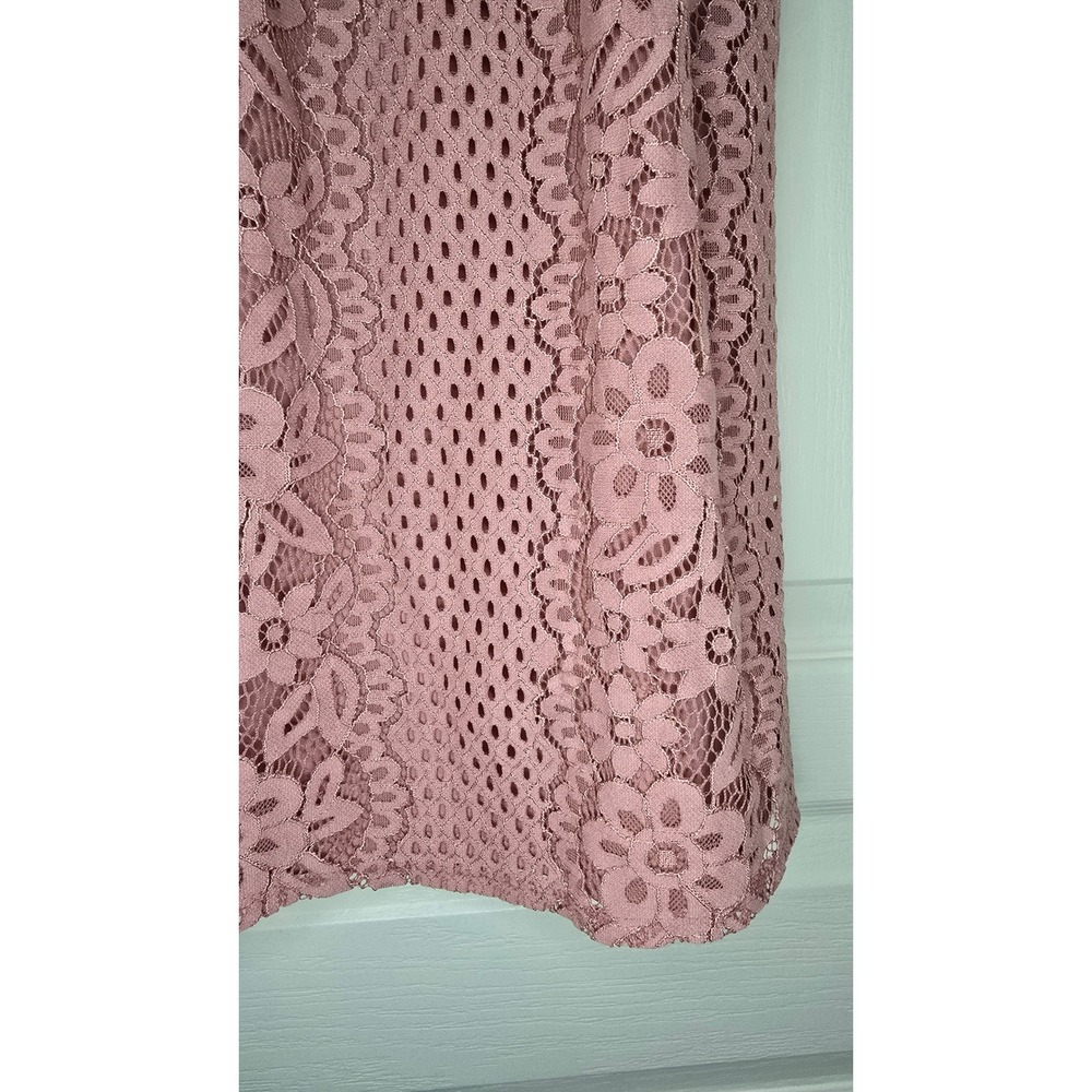 Pink Floral Lace Off The Shoulder Ruffle Shift Dress Dusty Rose Small - Picture 4 of 5